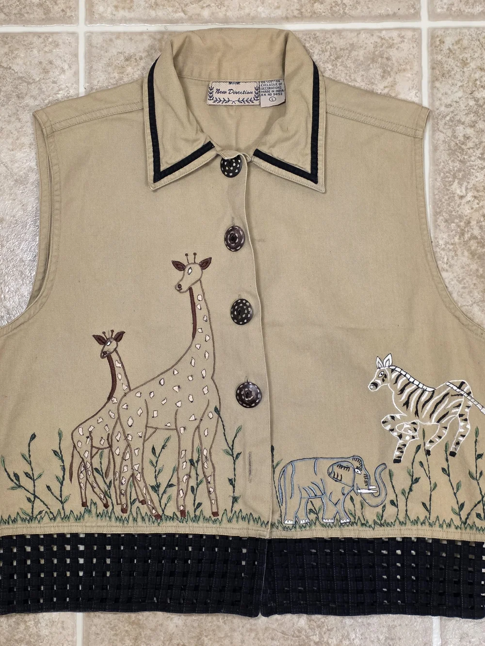 Vintage Y2K Safari Animal Embroidered Vest - Picture 4 of 12